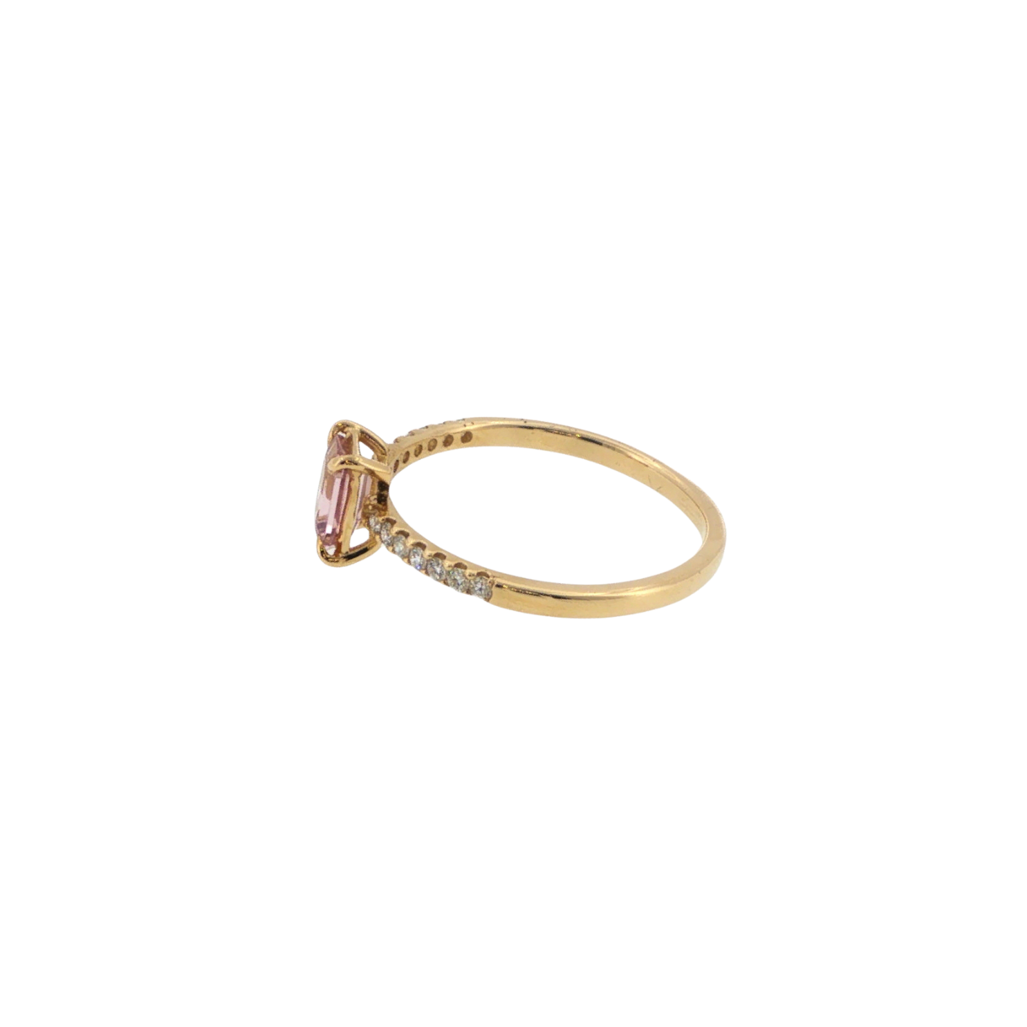 ANELLO CON TORMALINA ROSA E PAVÈ LATERALE - immagine 3