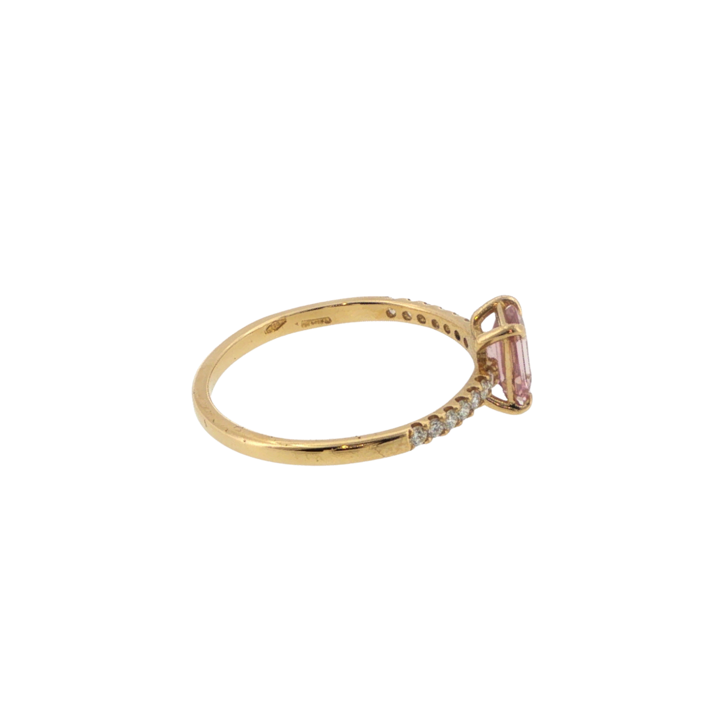 ANELLO CON TORMALINA ROSA E PAVÈ LATERALE - immagine 2