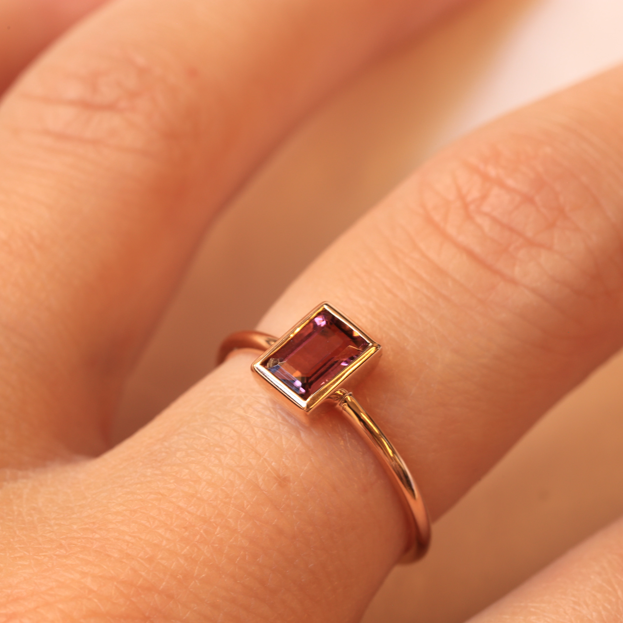 ANELLO IN ORO ROSA CON TORMALINA - immagine 2